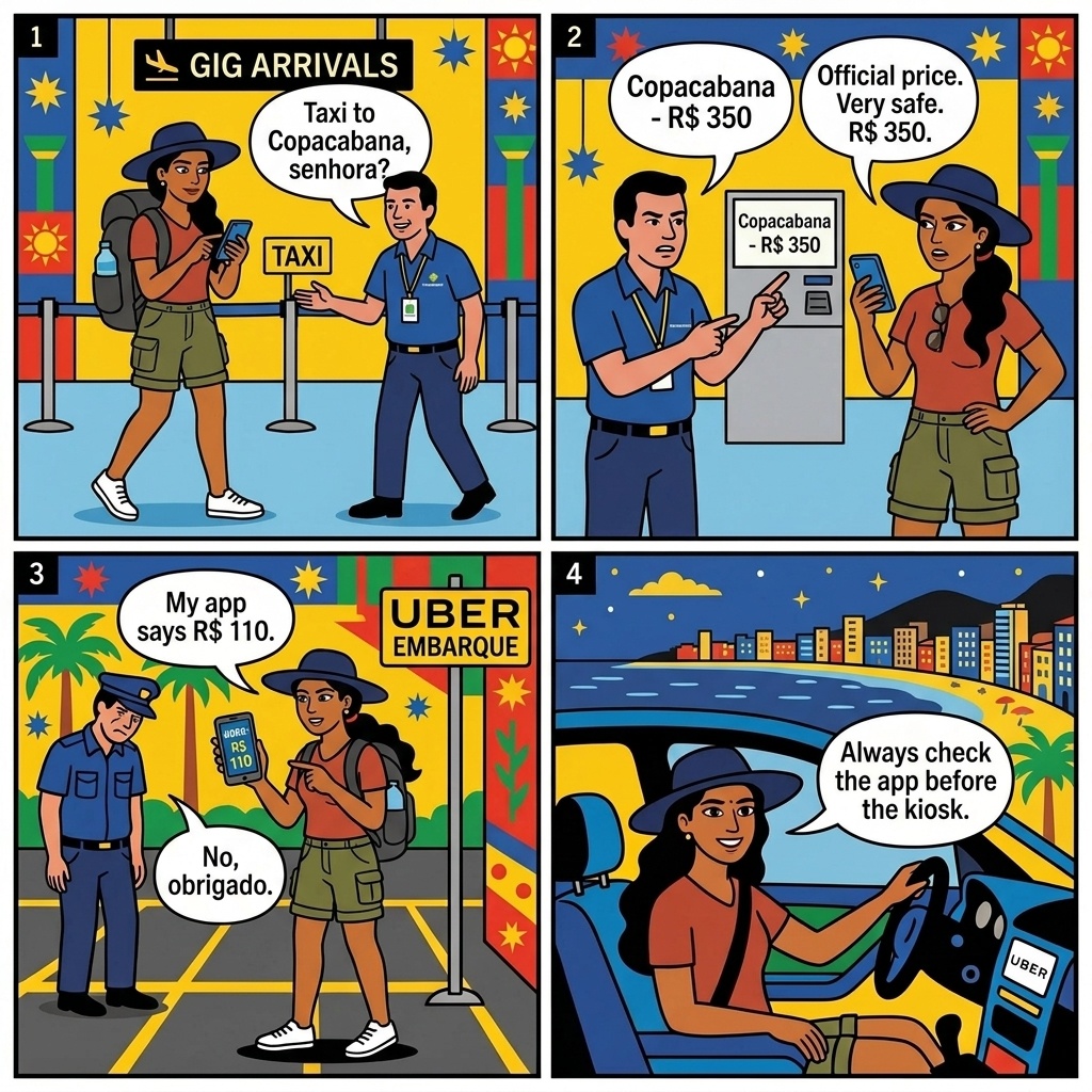 Galeão Airport Taxi Mafia — comic illustration