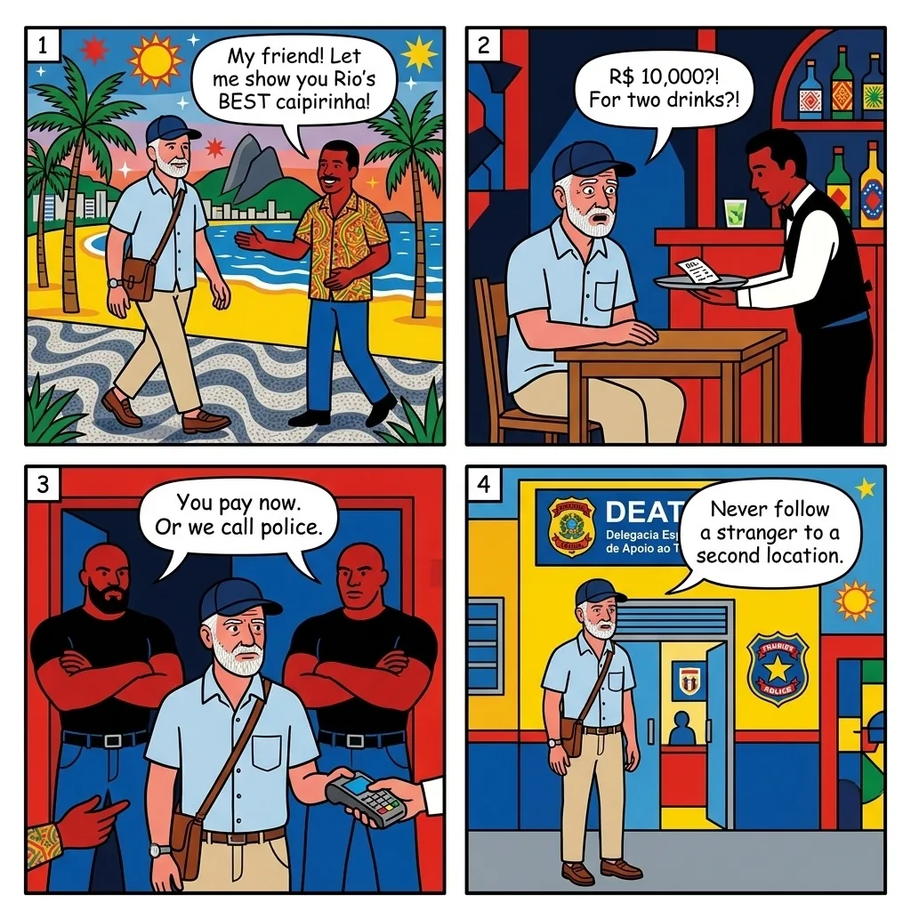 The Lapa R$10,000 Caipirinha Trap — comic illustration