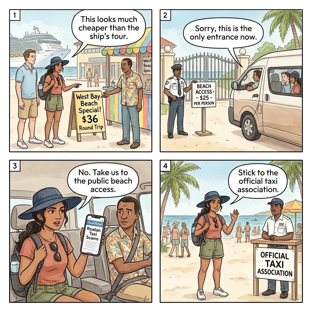 West Bay Beach Bait-and-Switch — comic illustration