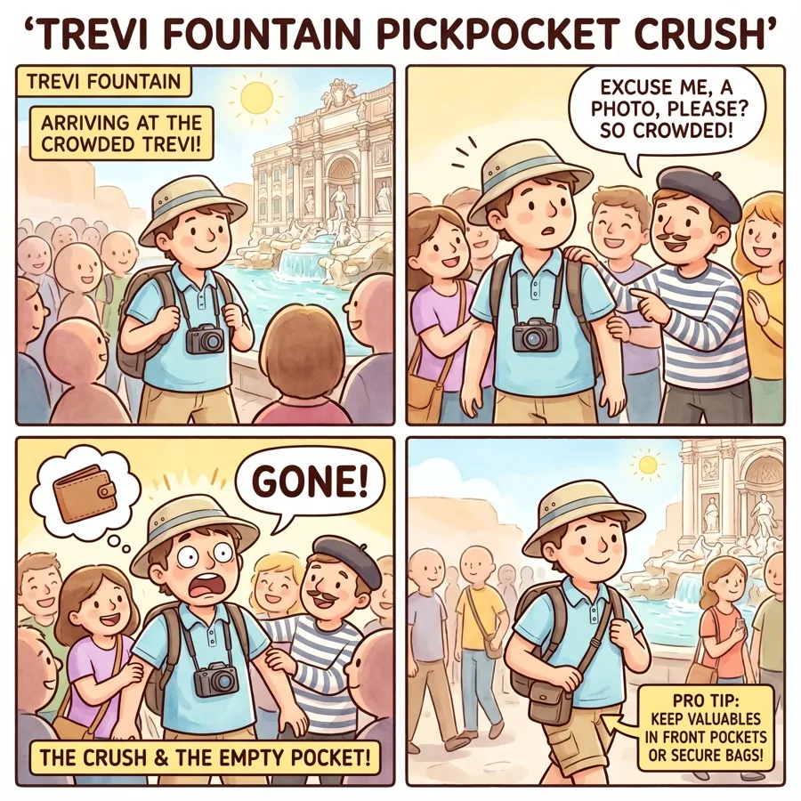 Trevi Fountain Pickpocket Crush — comic illustration