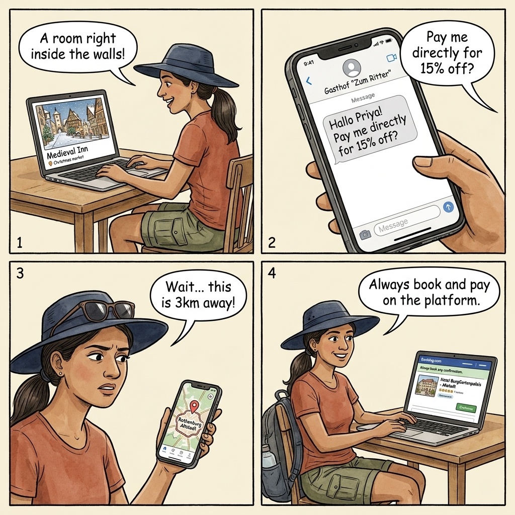 Rothenburg STR & 'Medieval Inn' Accommodation Overcharge — comic illustration