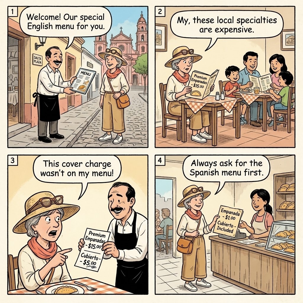 Salta Restaurant Tourist-Menu Dual Pricing — comic illustration