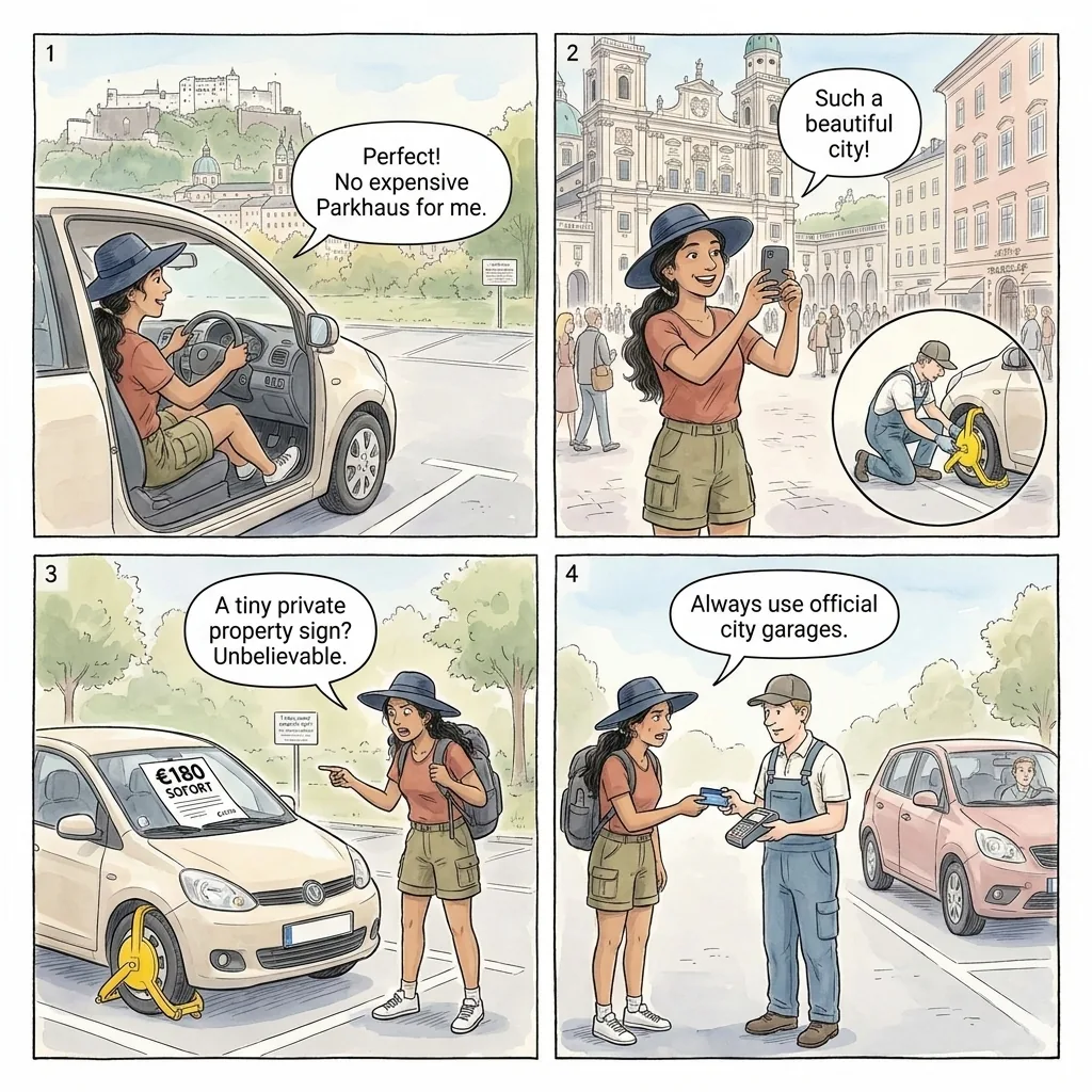 Private Parking Lot Extortion — comic illustration