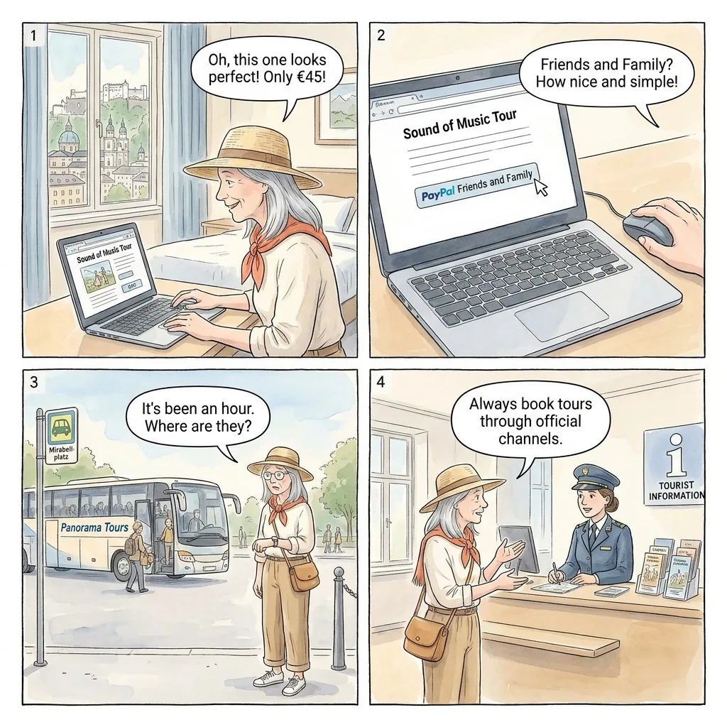 Sound of Music Tour Overcharge / Ghost Tour — comic illustration