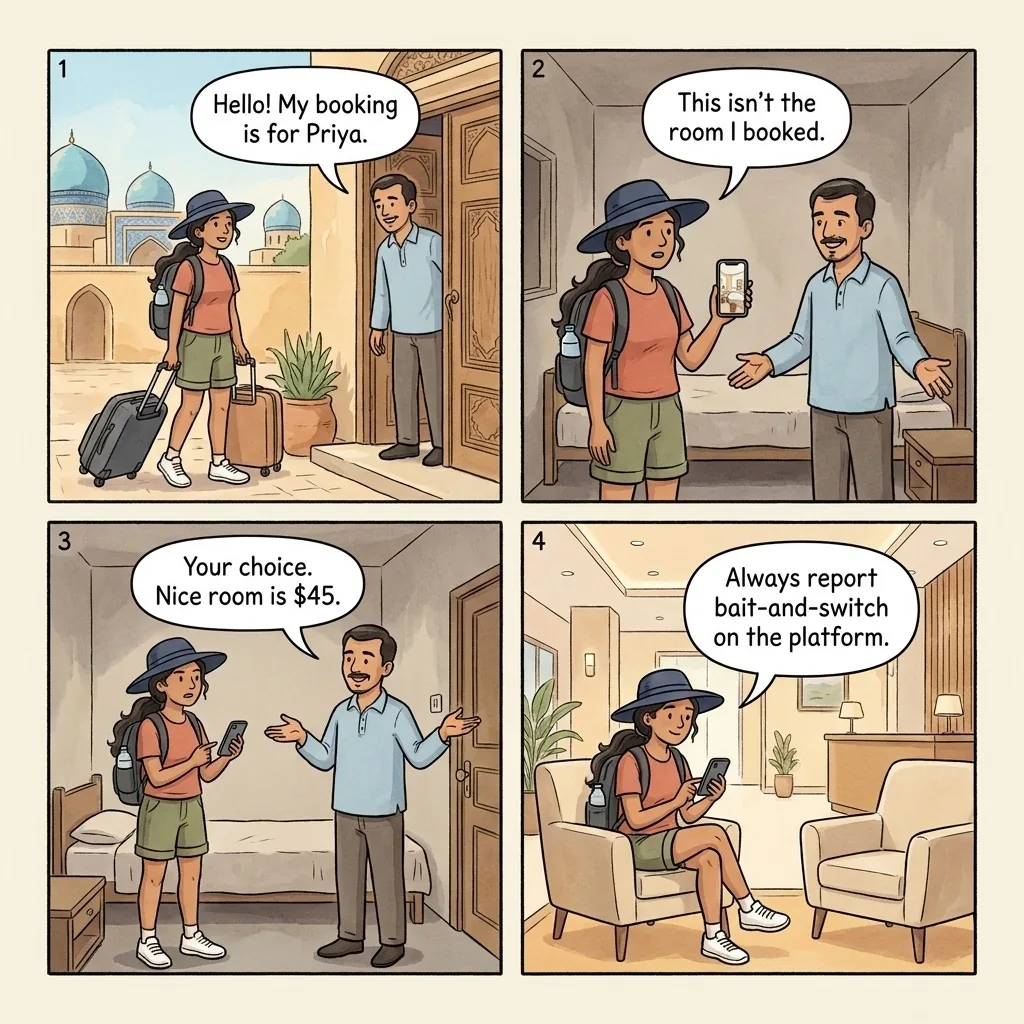 The Samarkand Guesthouse Bait-and-Switch — comic illustration