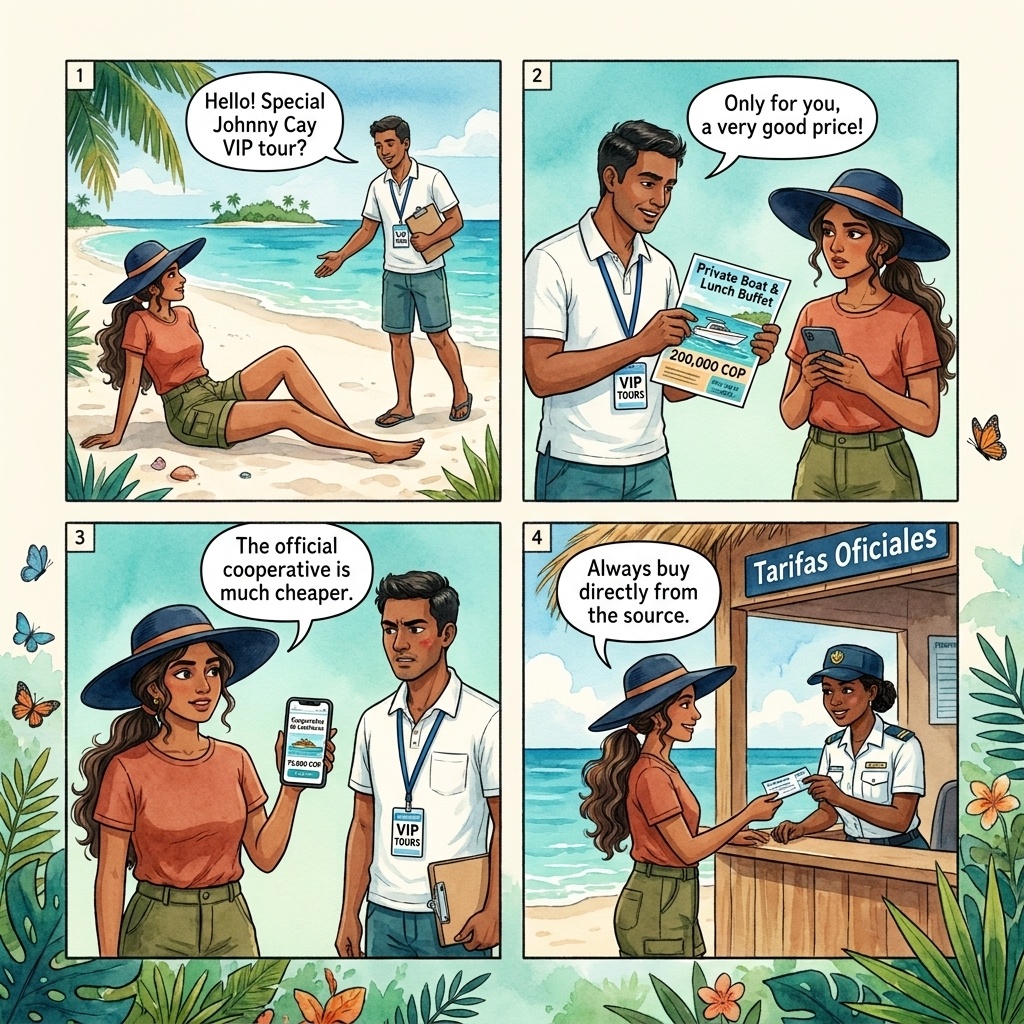 Johnny Cay Boat Tour Bait-and-Switch — comic illustration