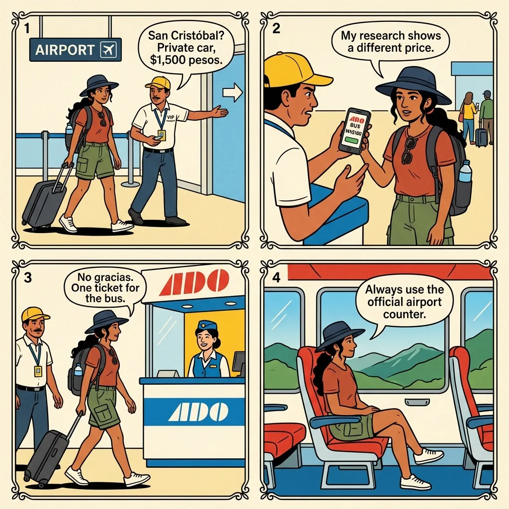 TGZ Airport Transfer Overcharge — comic illustration