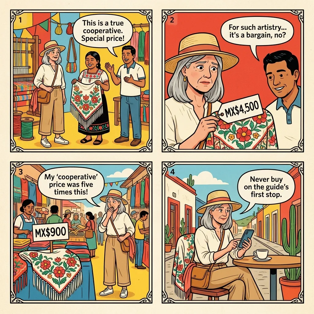 San Juan Chamula Village-Tour Kickback — comic illustration