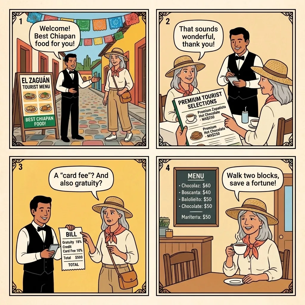 Real de Guadalupe Menu Overcharge — comic illustration