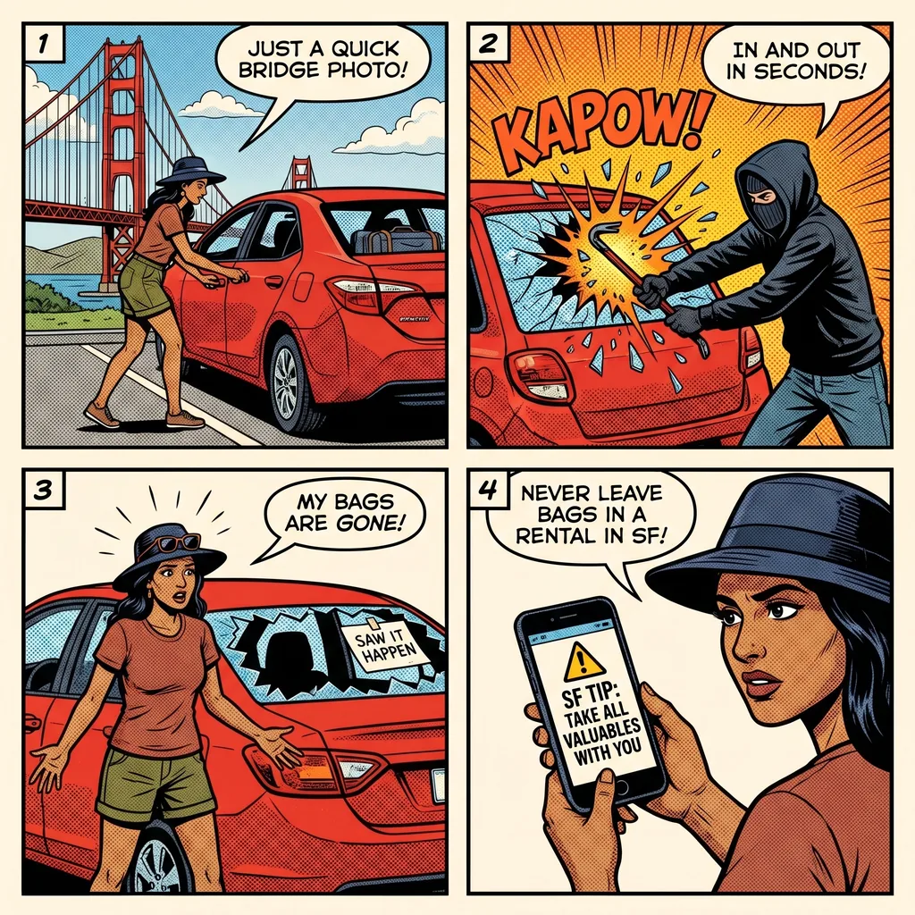 Rental Car Smash-and-Grab — comic illustration