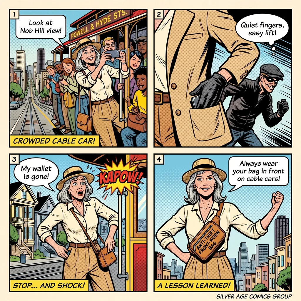 Cable Car Pickpocket Crews — comic illustration