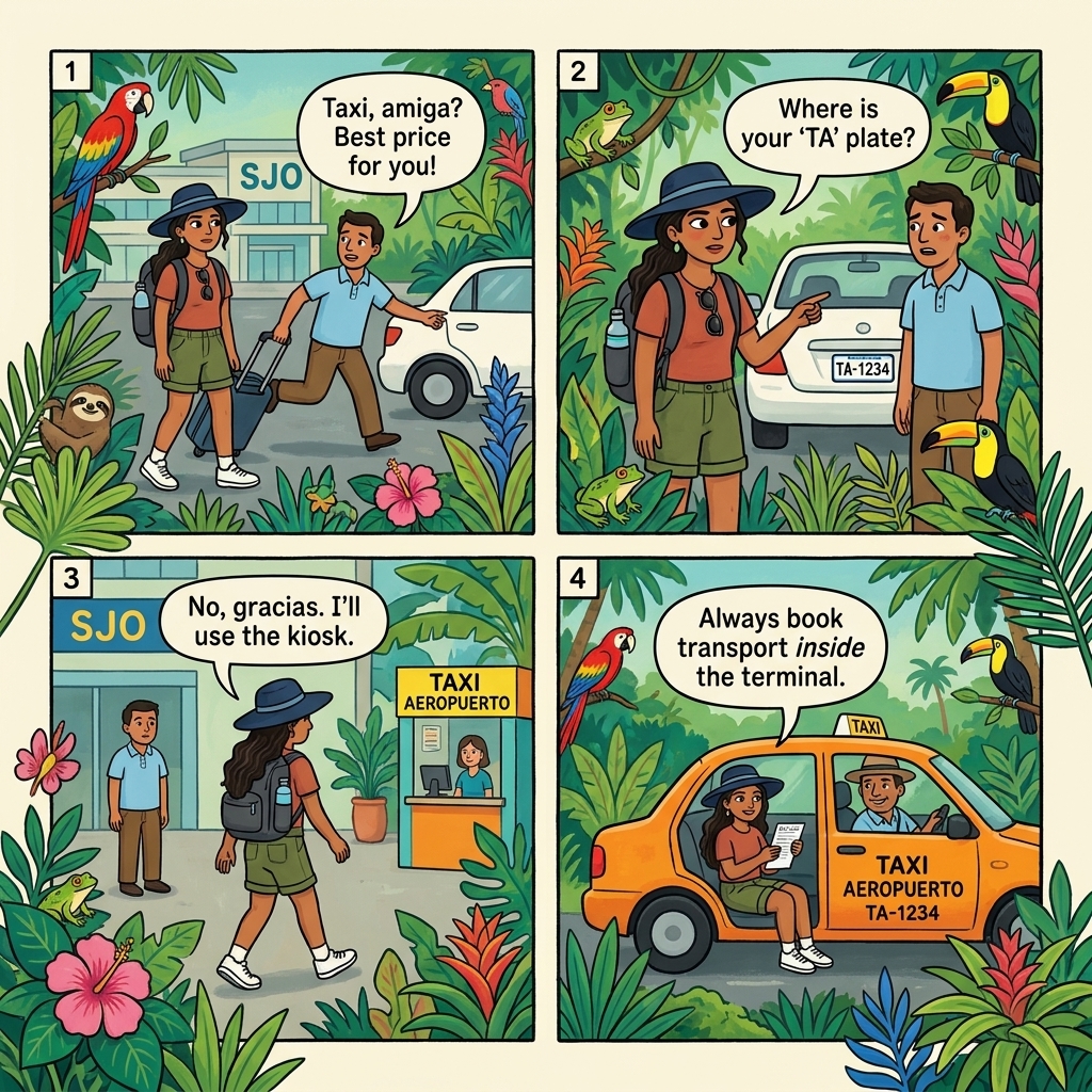 The SJO Airport Pirate-Taxi Cartel — comic illustration