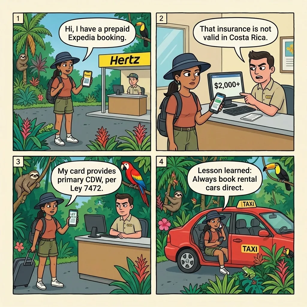 SJO Rental-Car 'Mandatory Insurance' $2K Ambush — comic illustration