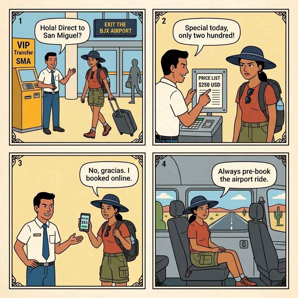 BJX–QRO Transfer Taxi Padding — comic illustration