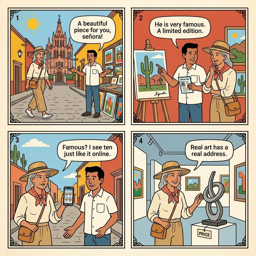 Jardín Sidewalk 'Famous Artist' Hustle — comic illustration