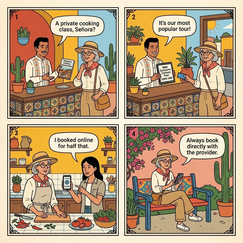 Querétaro Wine-Tour Kickback Padding — comic illustration