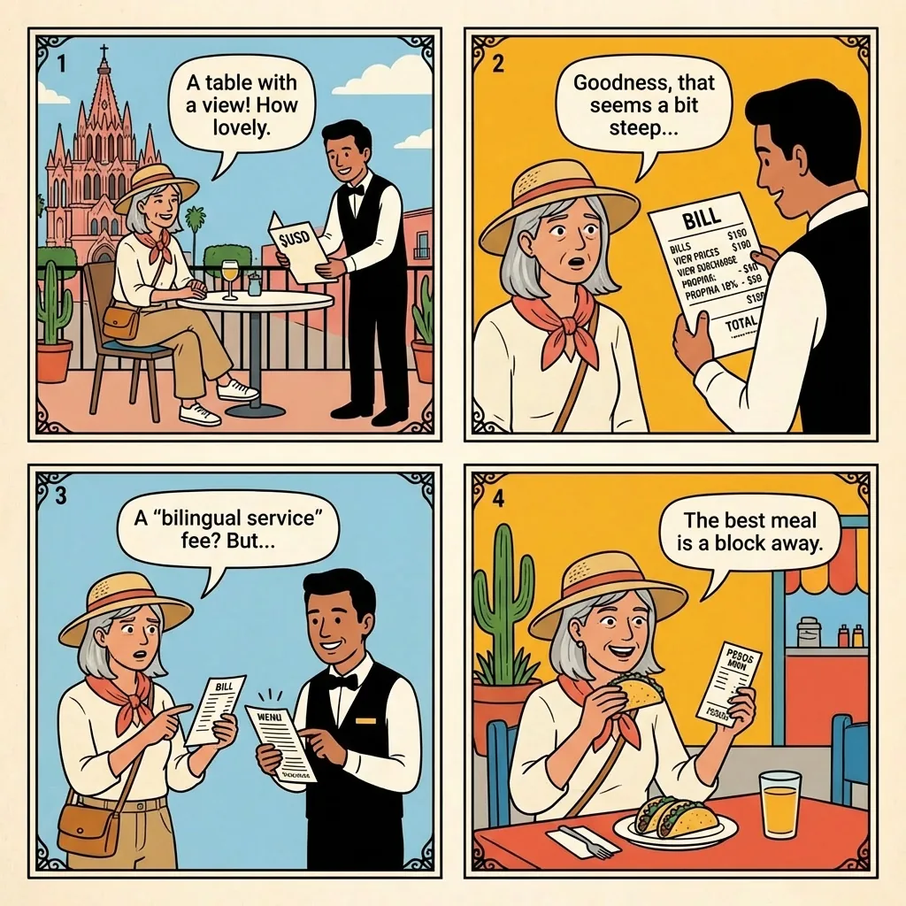 Jardín Allende 'Expat Menu' Surcharge — comic illustration