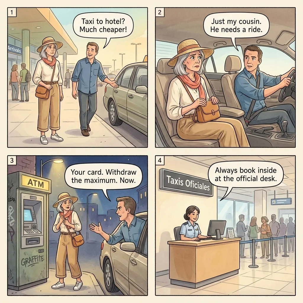 Express Kidnapping by Fake Taxi — comic illustration