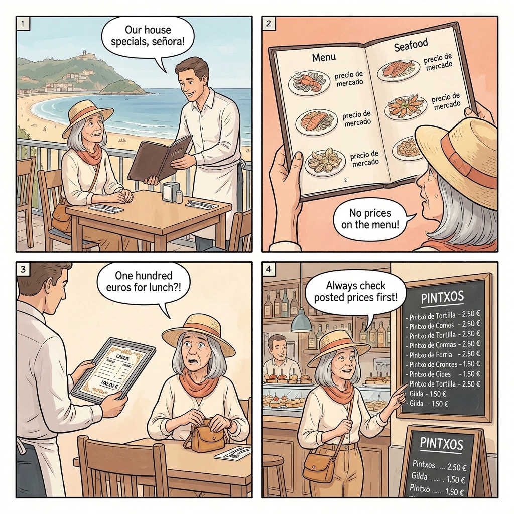 Parte Vieja Pintxos Tourist-Menu Overcharge — comic illustration