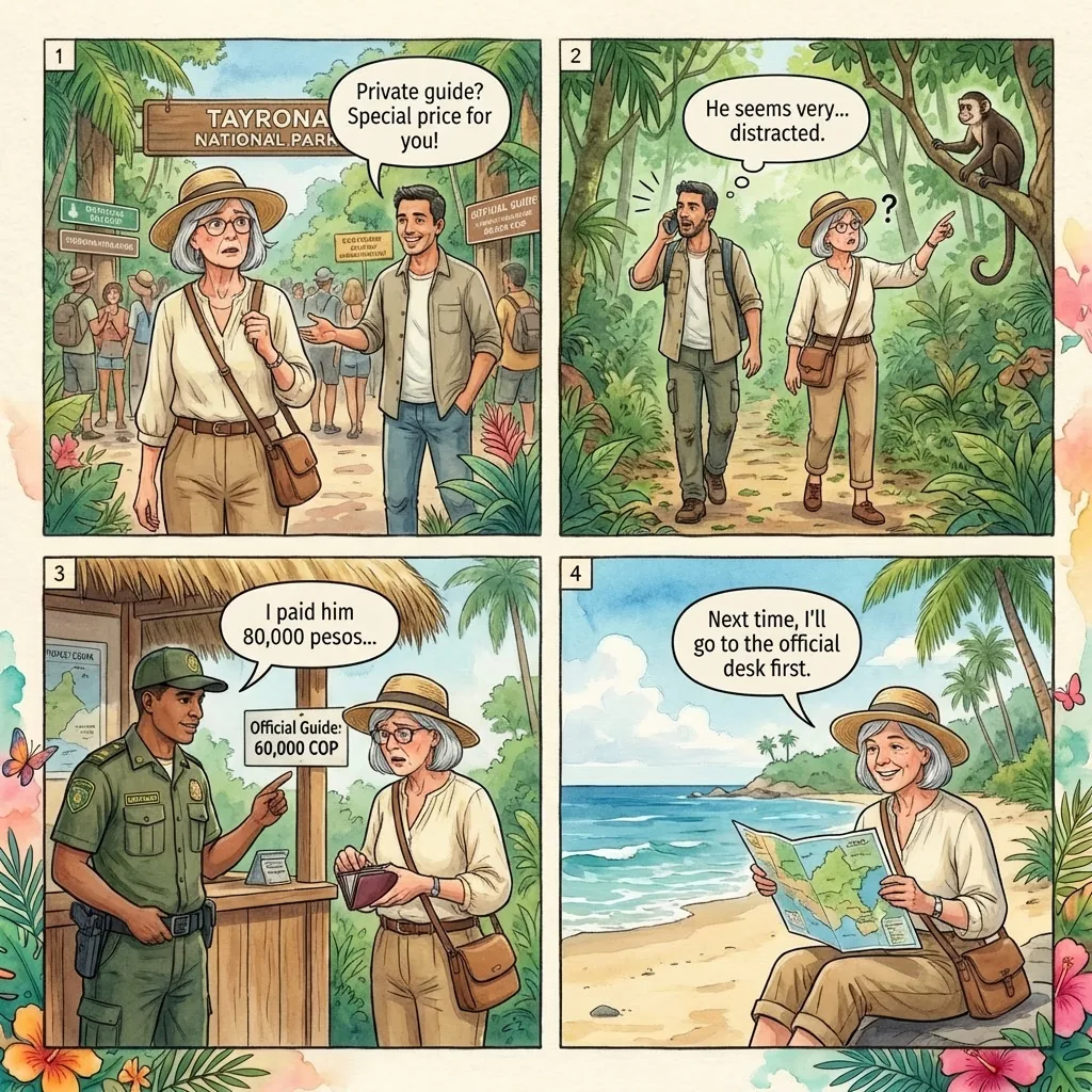 Overpriced Unofficial Tayrona, Lost City, and Minca Tour — comic illustration
