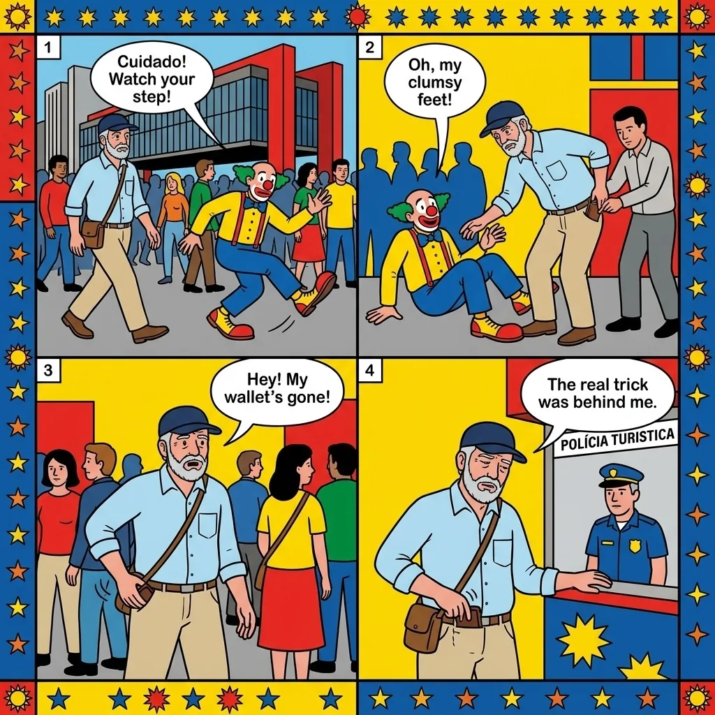 The Paulista Clown Distraction — comic illustration