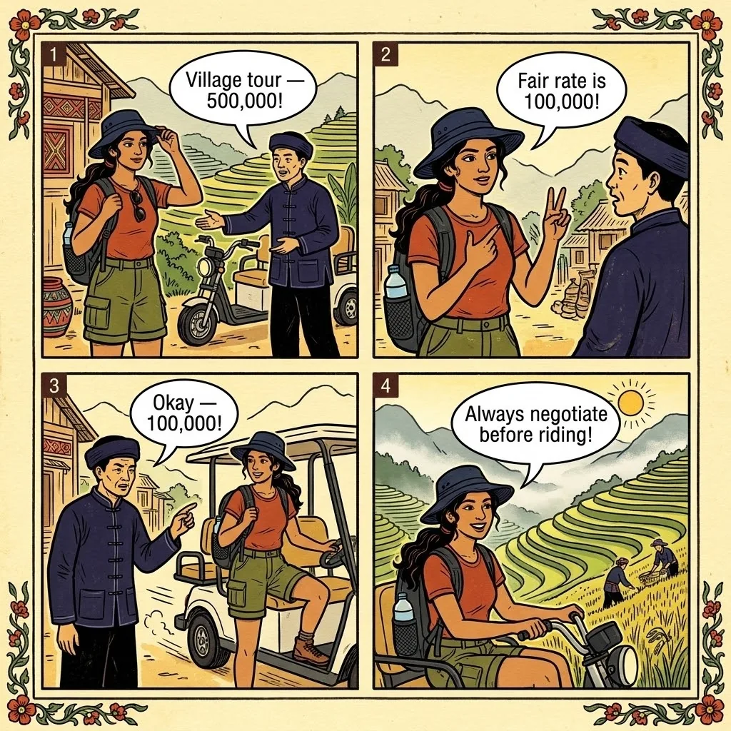 Sapa Electric Cart 'Local Driver' Overcharge — comic illustration