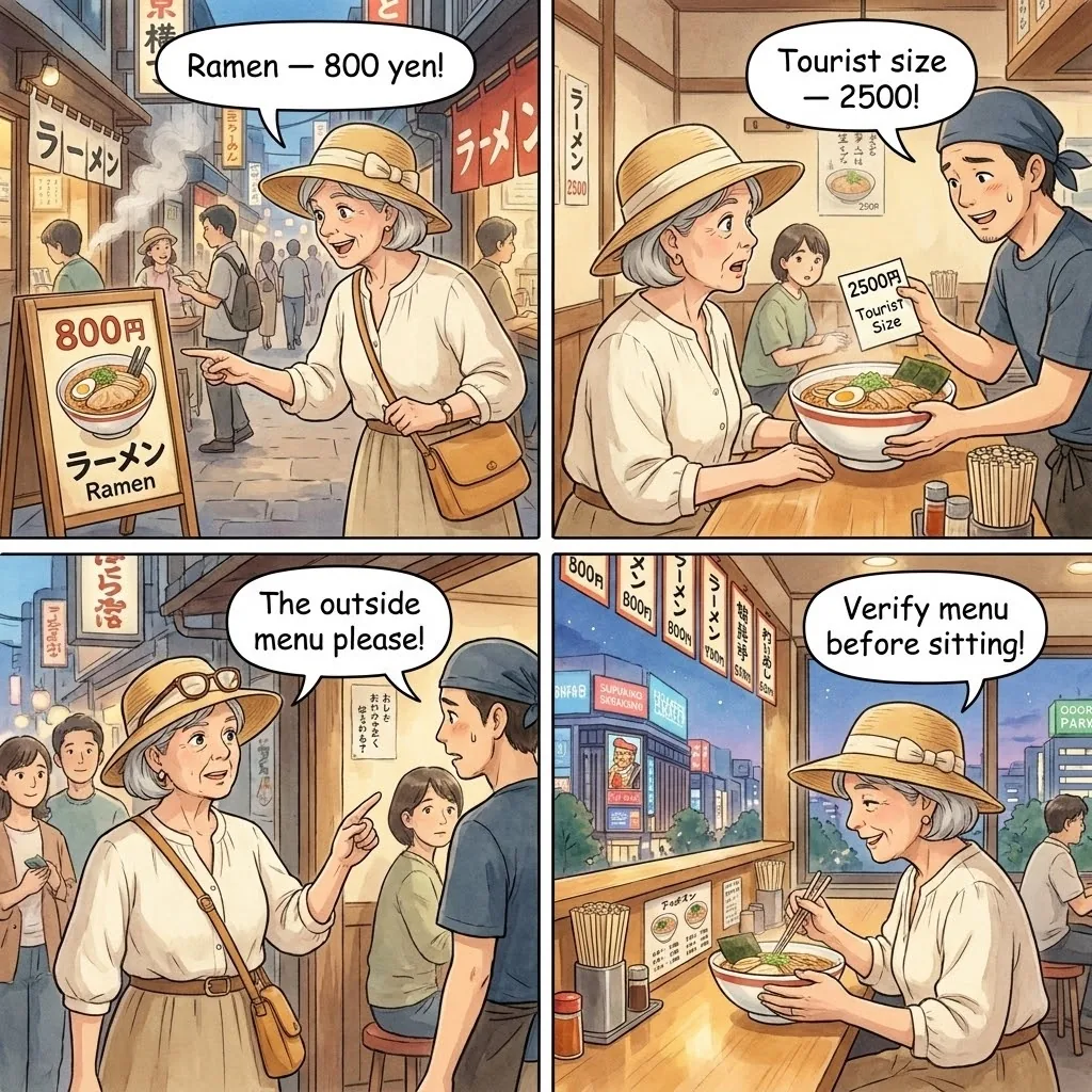 The Ramen Yokocho Tourist-Alley Bait-and-Switch — comic illustration
