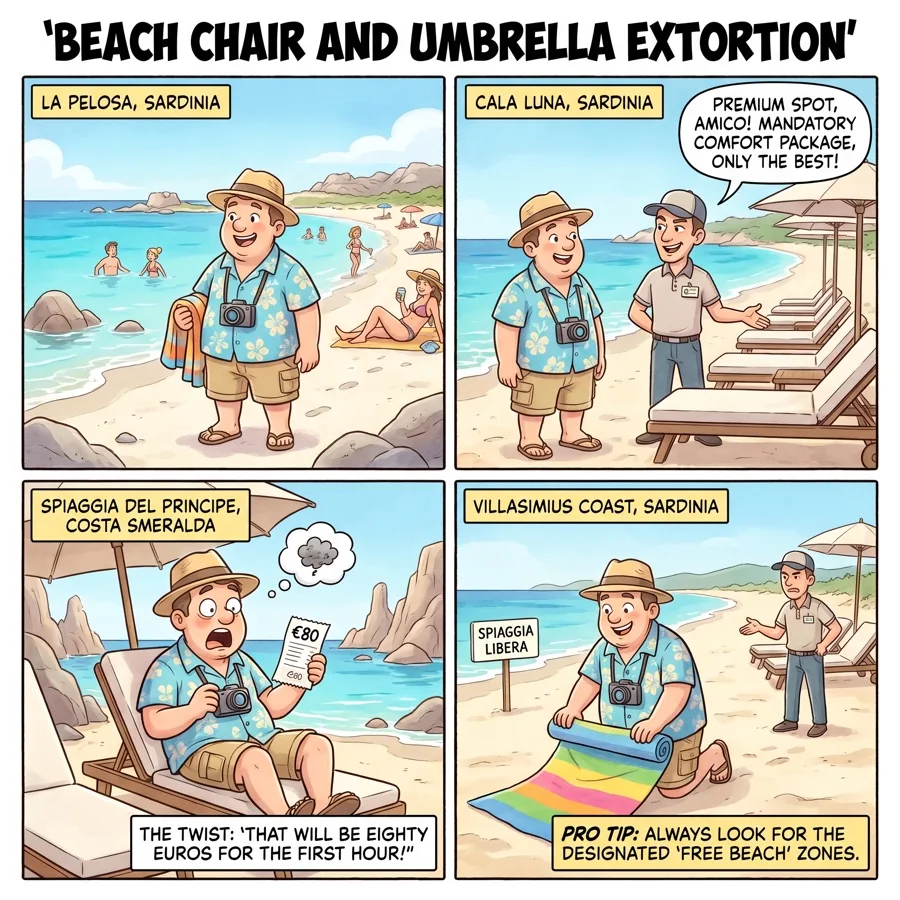 Olbia & Cagliari Airport Sand-Souvenir Fine — comic illustration