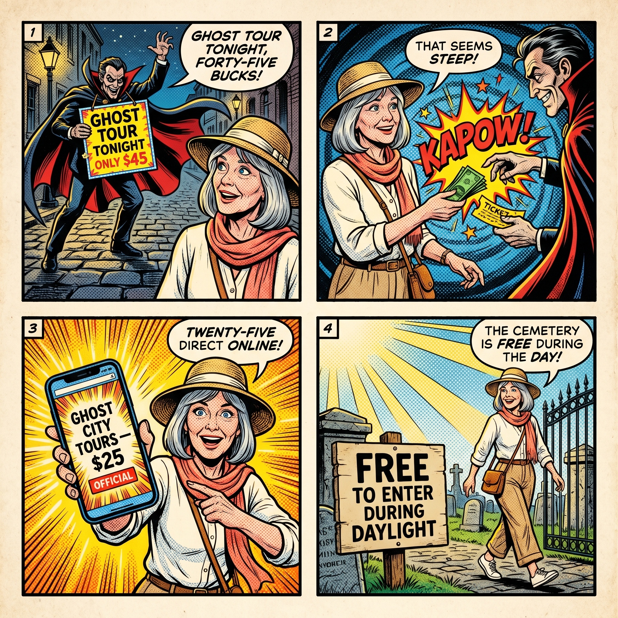 Savannah Ghost Tour & Haunted Walking Tour Overcharge — comic illustration