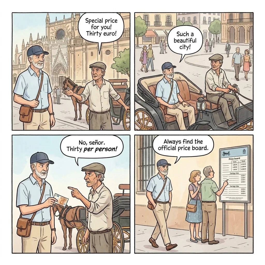 Unlicensed Horse Carriage 'Tours' — comic illustration