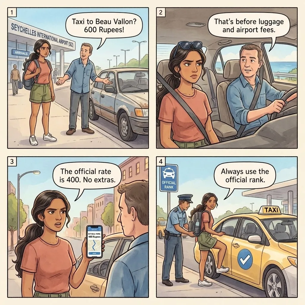 The Mahé Airport Beau Vallon Curb Quote — comic illustration