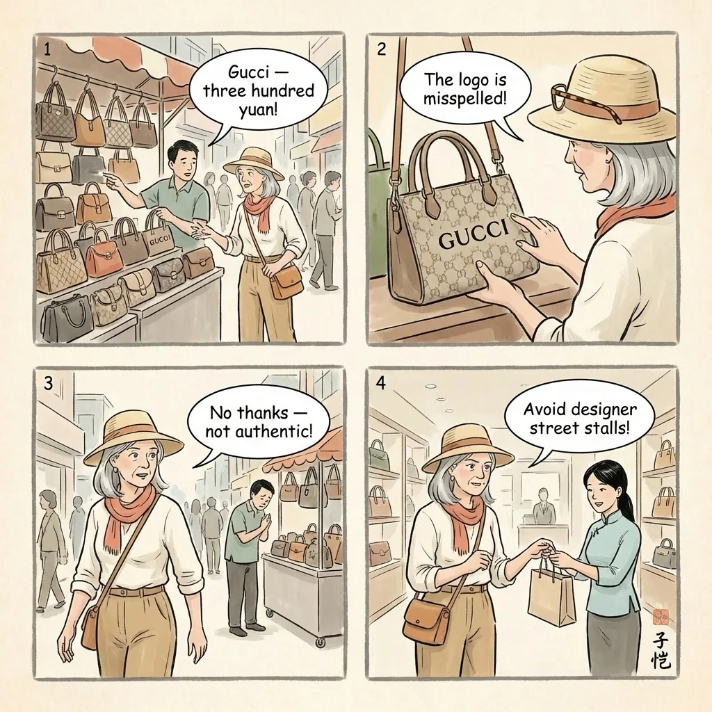 AP Xinyang Fake Market Bait-and-Switch — comic illustration