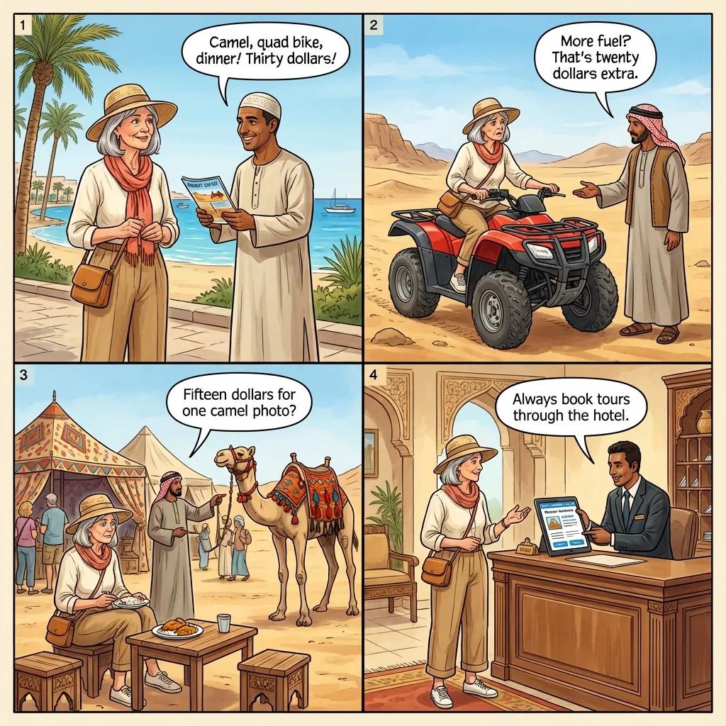 The Desert Safari Bait-and-Switch — comic illustration