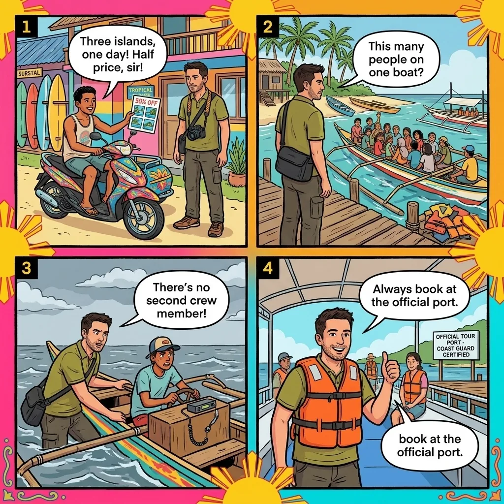 The General Luna Overloaded-Bangka Charter — comic illustration