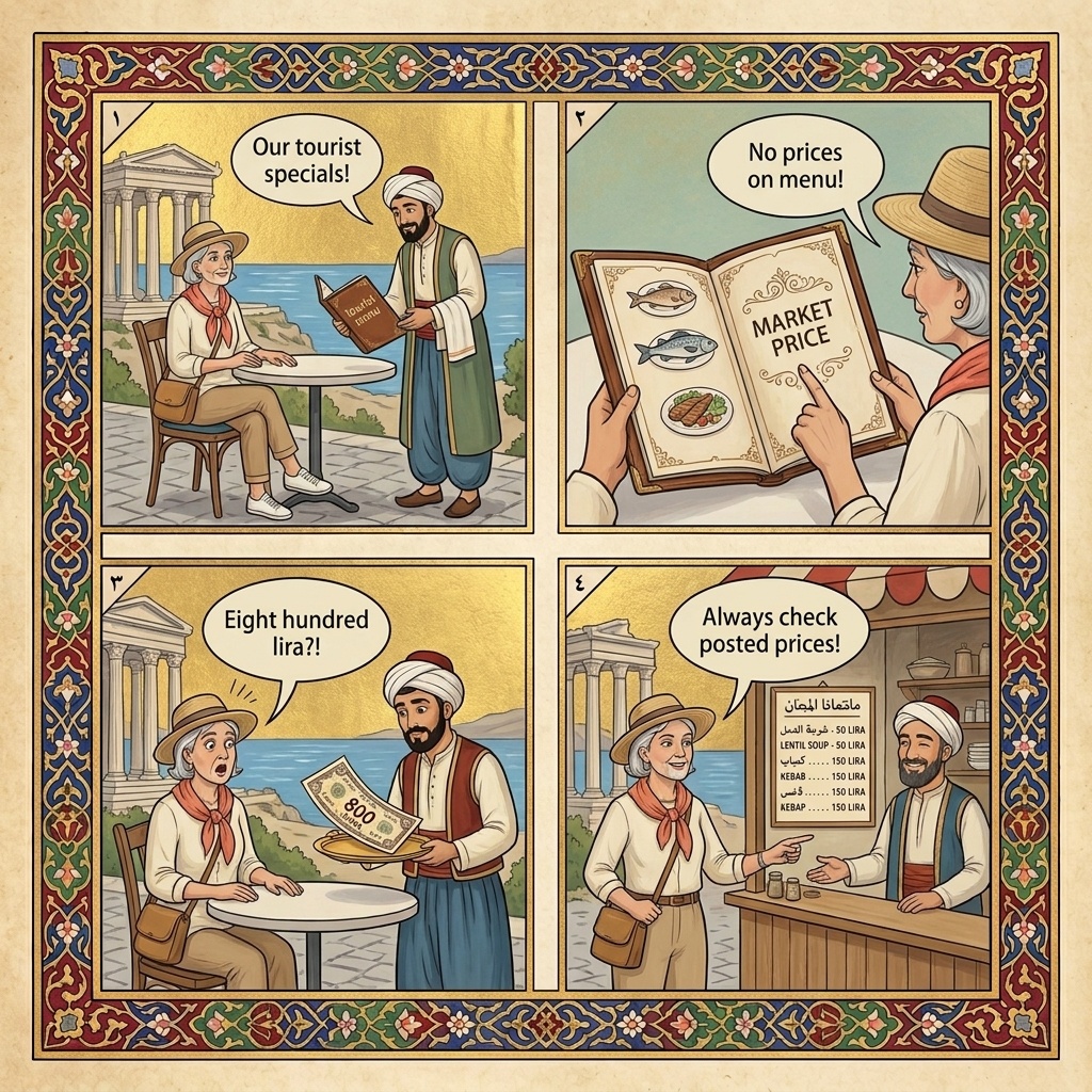 Side Old Town Restaurant Bill Inflation — comic illustration