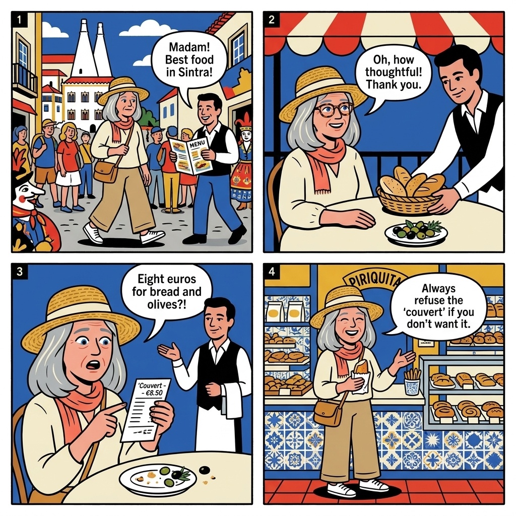 Sintra Town Center Restaurant Tourist-Menu Inflation — comic illustration