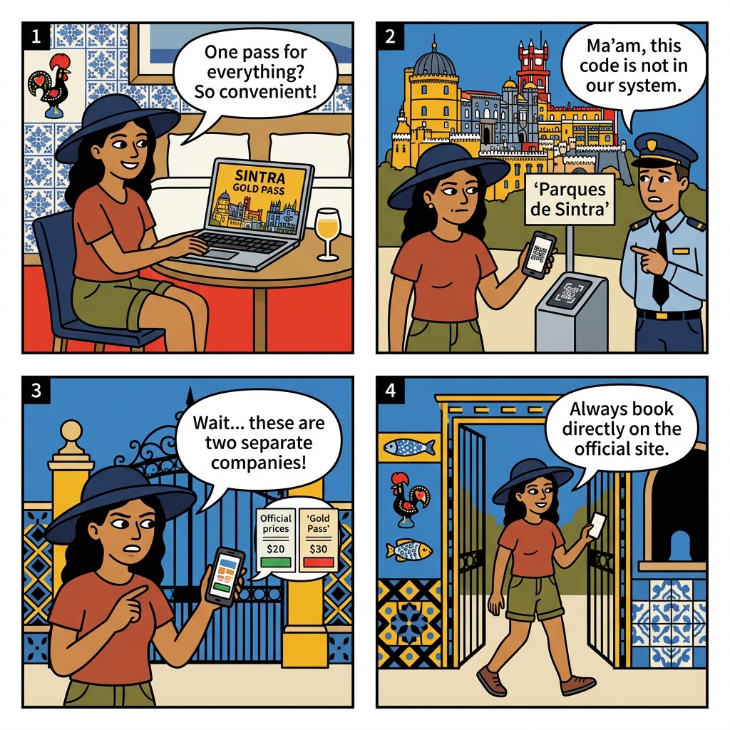 Pena Palace + Quinta da Regaleira 'Combined Ticket' Third-Party Markup — comic illustration