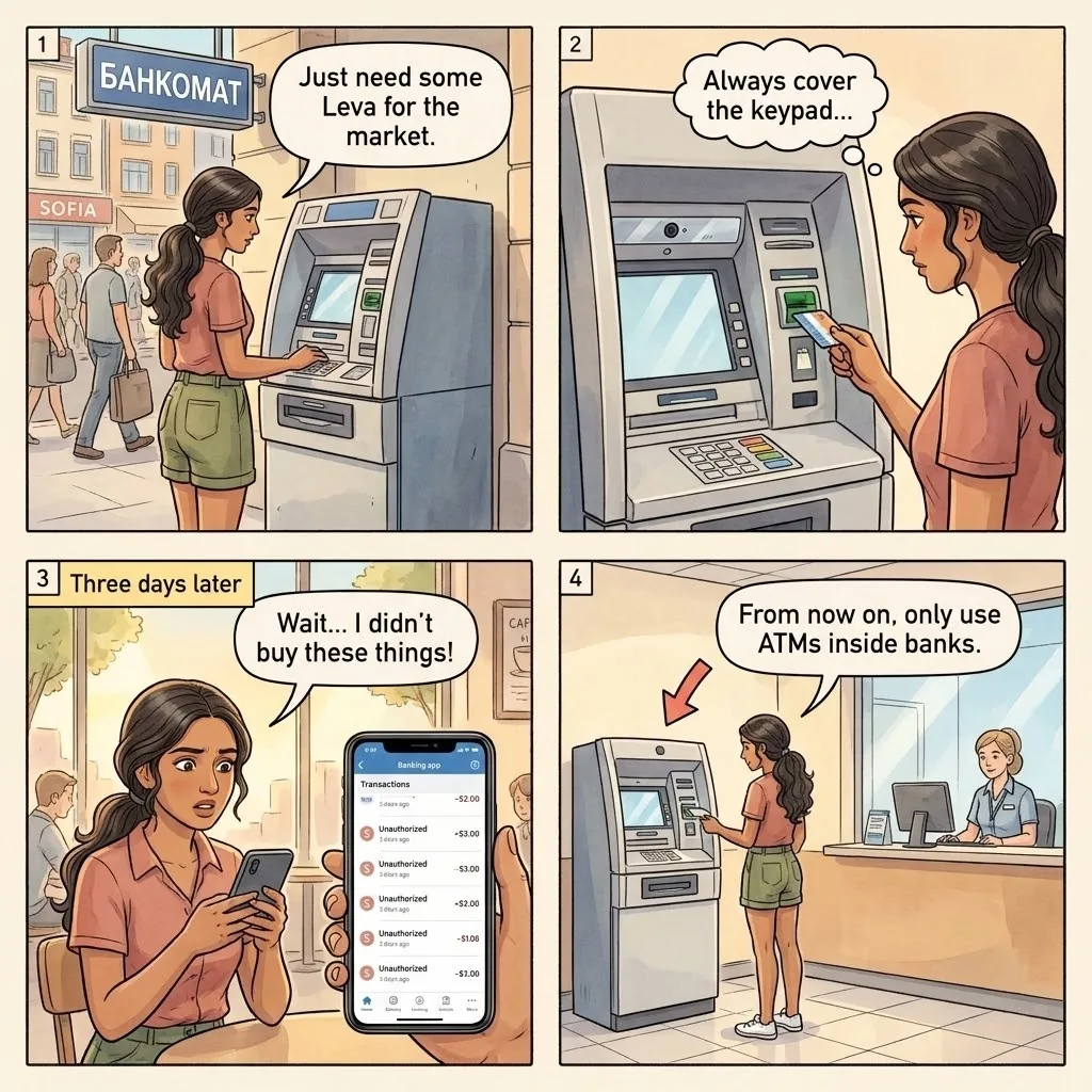 ATM Skimming — comic illustration