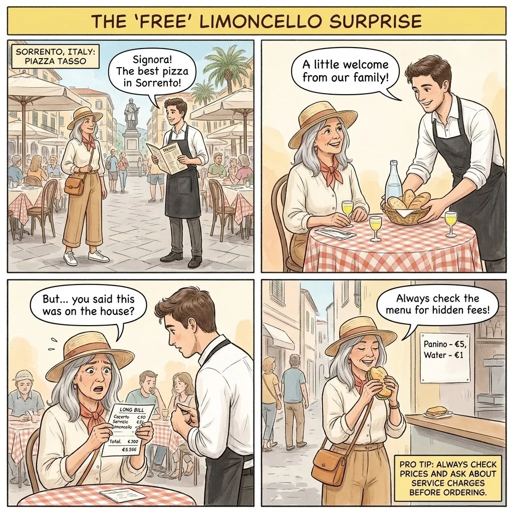 Piazza Tasso & Via San Cesareo Tourist-Menu Trap — comic illustration