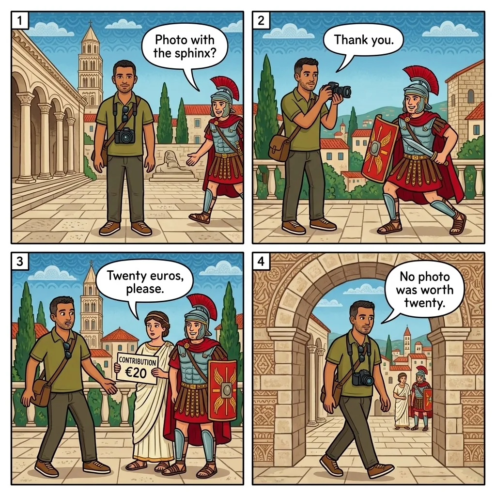 Diocletian's Palace 'Legionary' Photo Fee & Unofficial Guide — comic illustration