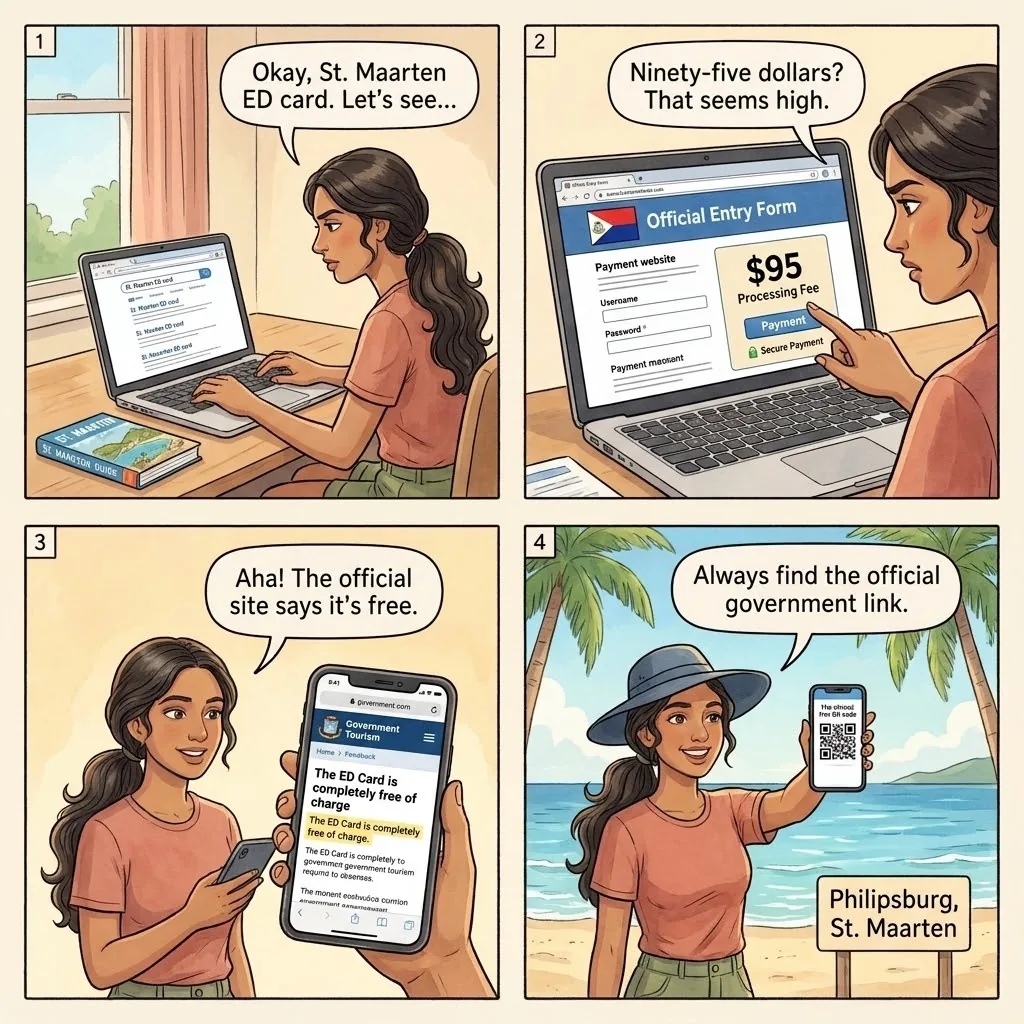 The Fake ED Card Website — comic illustration
