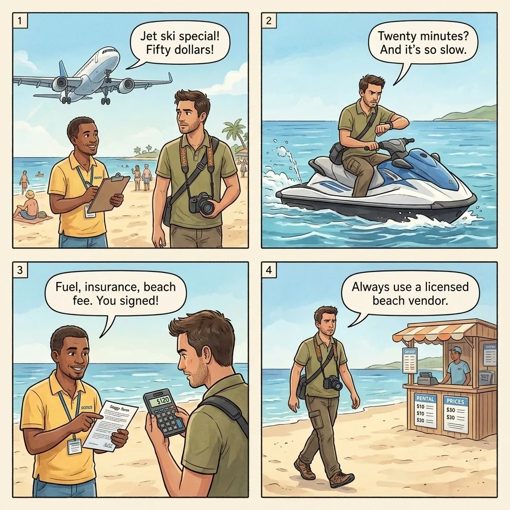 The Beach Activity Bait-and-Switch — comic illustration