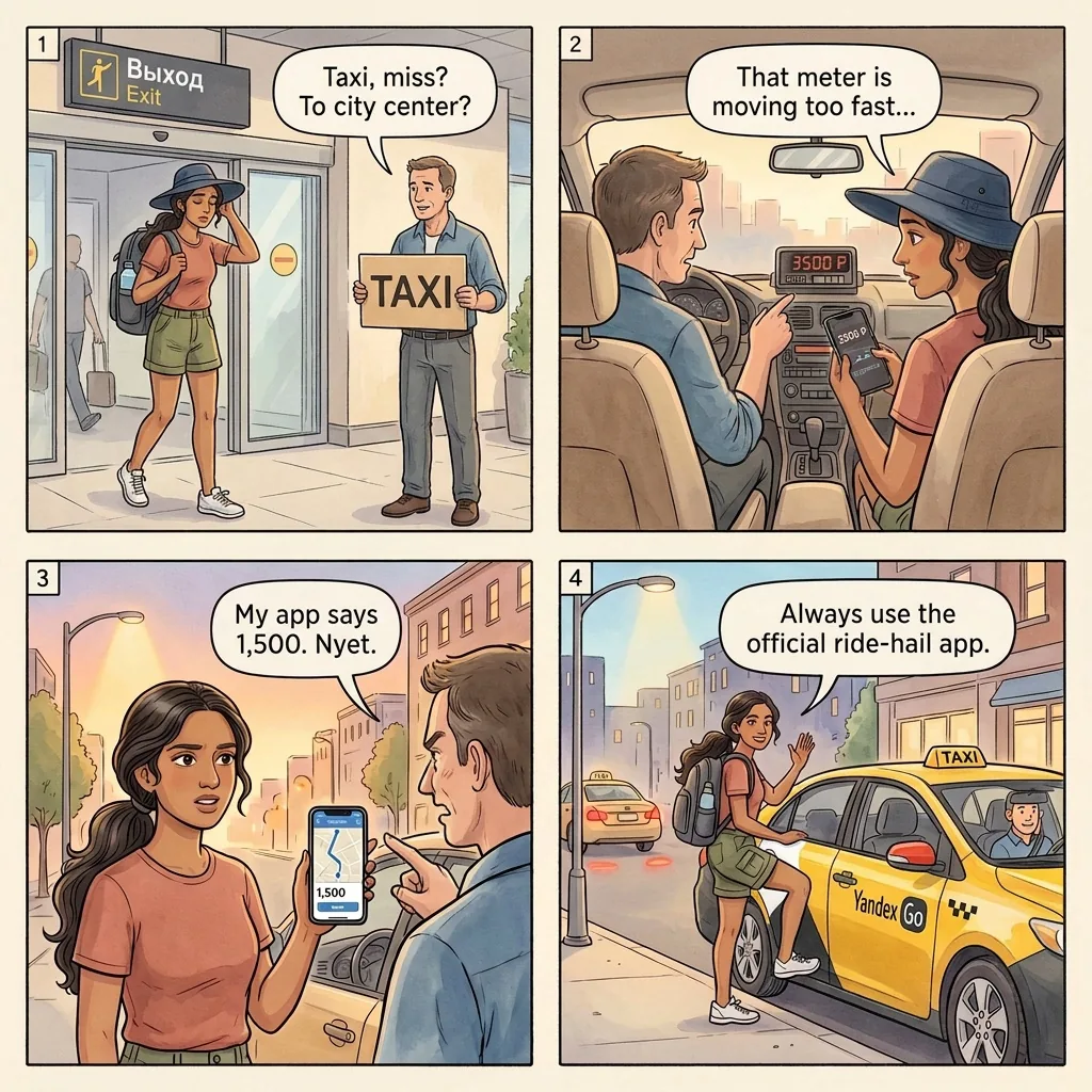 The Rigged Taxi Meter — comic illustration