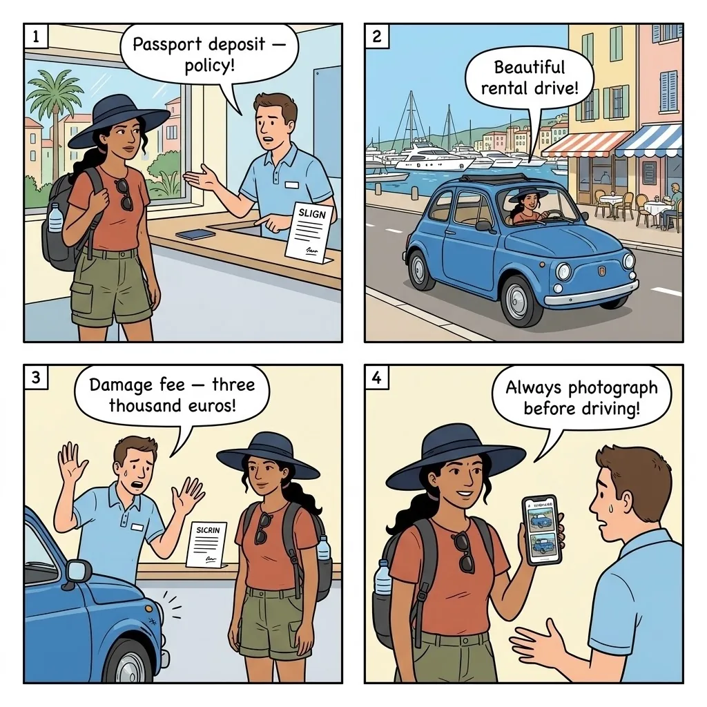 Jet Ski Rental Damage Scam — comic illustration