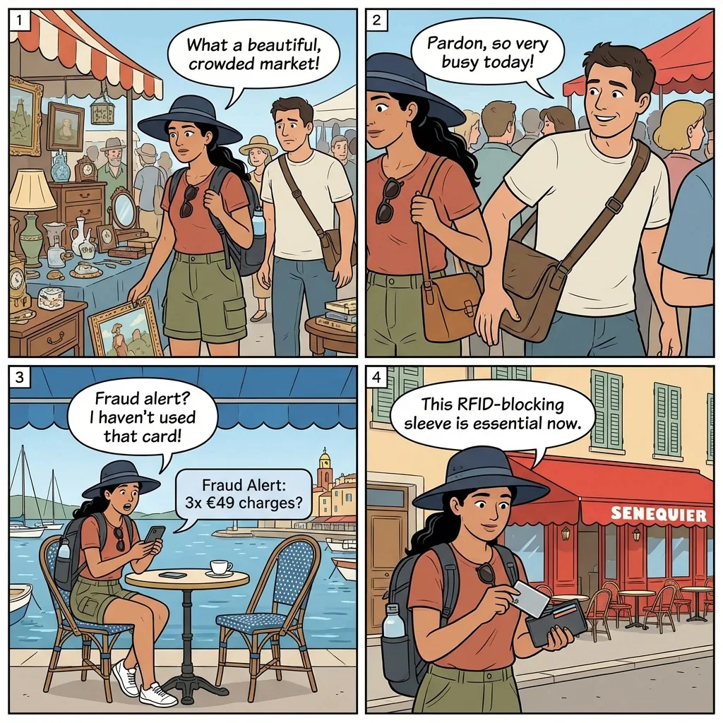 Contactless Card Skimming — comic illustration