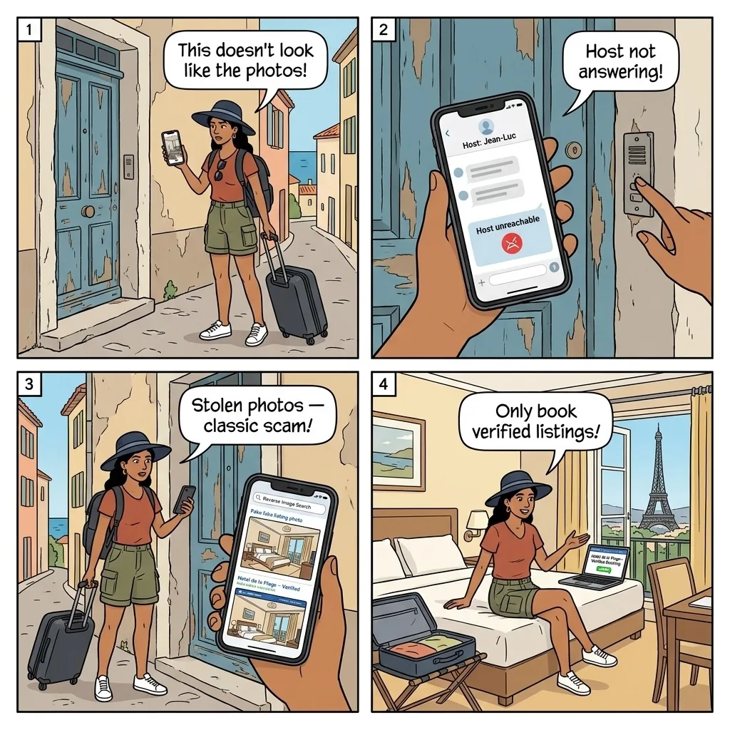 Villa Rental Fraud — comic illustration
