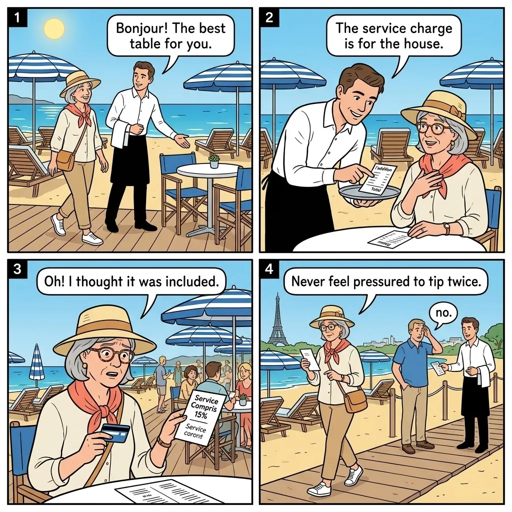 Beach Club Overcharging — comic illustration