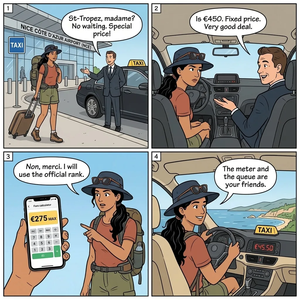 Taxi Overcharging — comic illustration