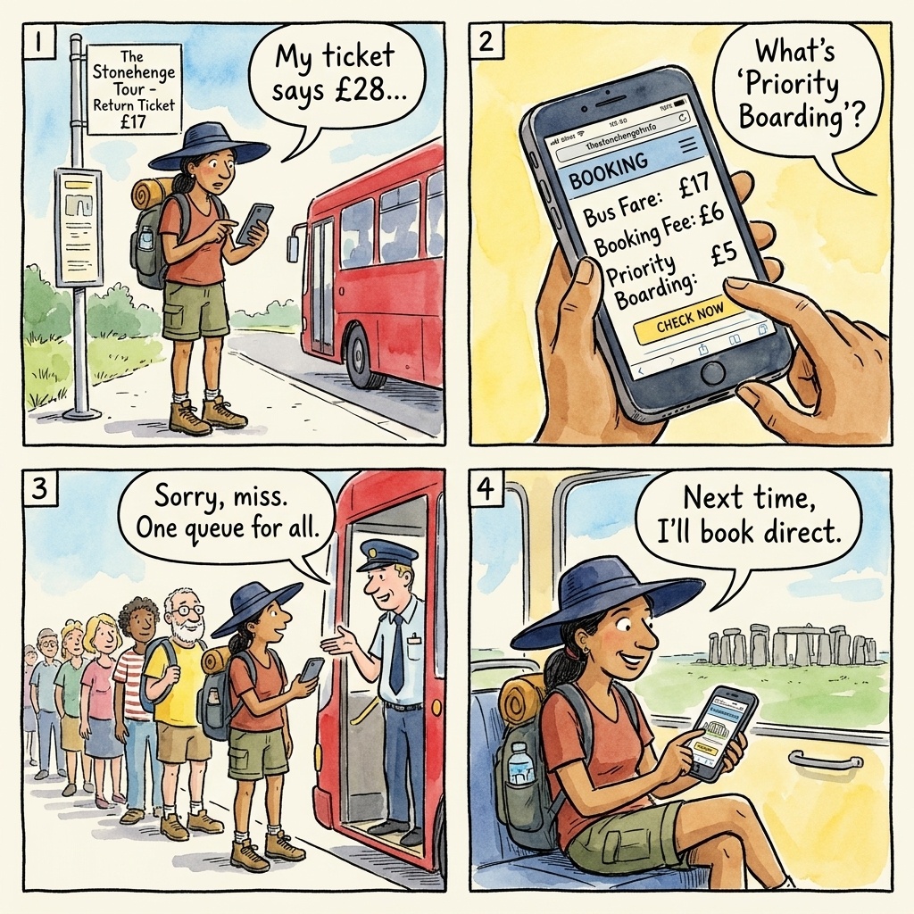 Stonehenge Tour Bus From Salisbury — Third-Party Ticket Reseller — comic illustration