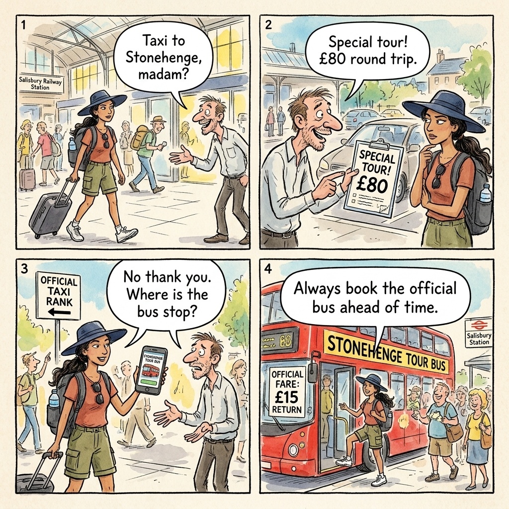 Salisbury Station Taxi & Unlicensed Private-Hire Overcharges — comic illustration